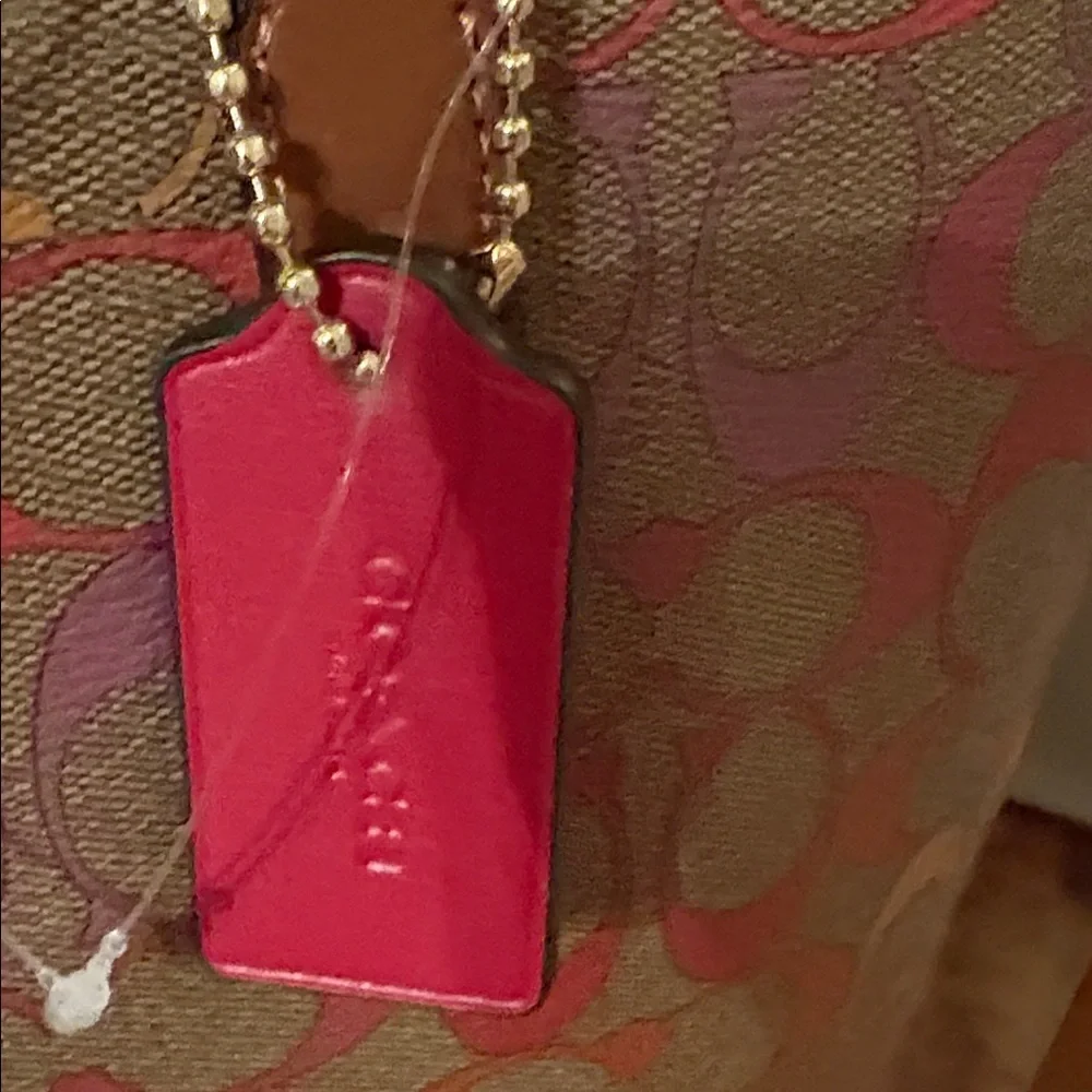 Coach Pink and Orange Signature Tote with Wallet